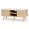 Baxton Studio Sebille Mid-Century Modern Light Brown Finished Wood 2-Door TV Stand with Natural Rattan 207-12462 - alternate 6